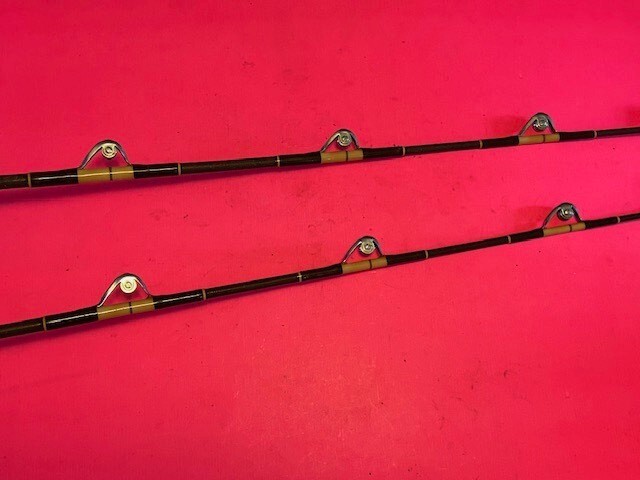 VINTAGE CUSTOM BUILT 7 FOOT IGFA 20 OR 30 POUND CLASS FISHING RODS MATCHING PAIR