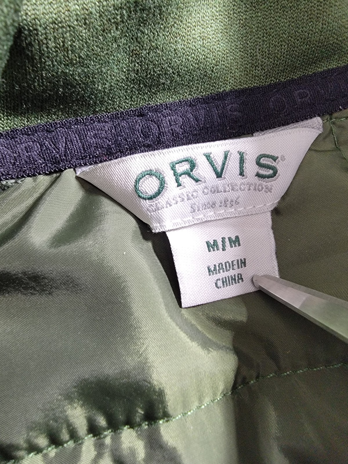 Orvis Green Hybrid Performance Puffer Jacket Mens Medium Full Zip Quilted Pocket