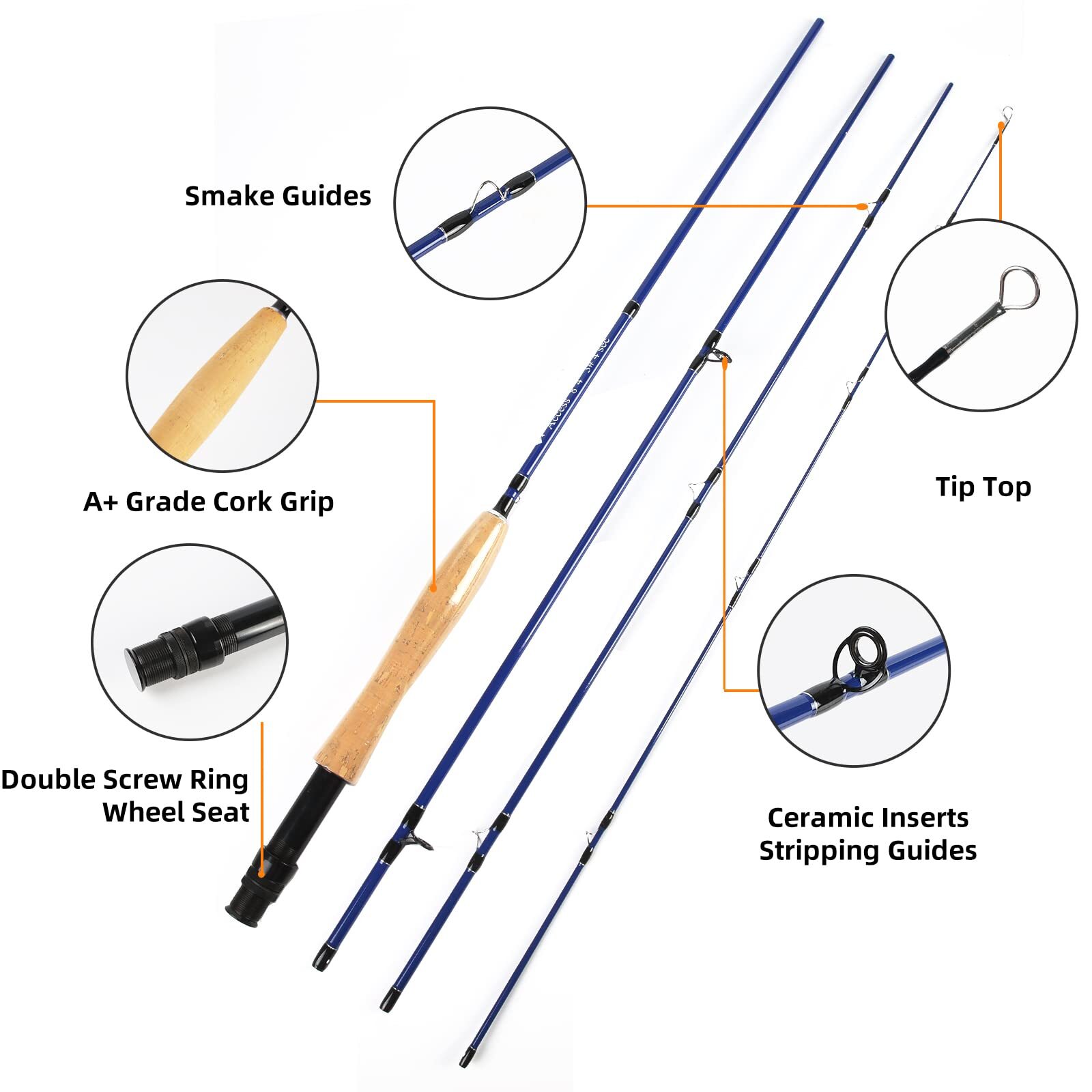 9FT 5WT 4Pieces Carbon Fly Fishing Rod and 5/6 WT Reel Combo 5WF Fly Line