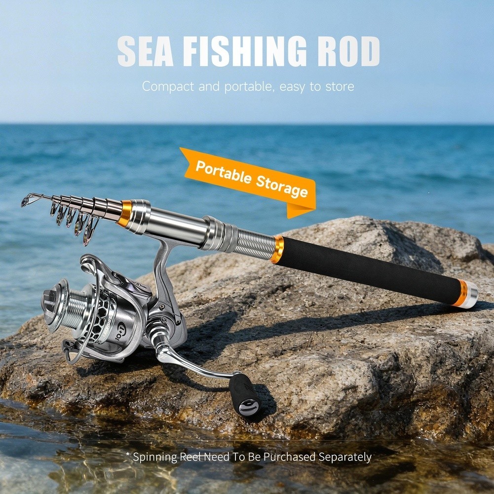 Carbon Fiber Sea Rod Telescopic 1.8m 2.1m 2.4m 2.7m Reinforced Reel Seat