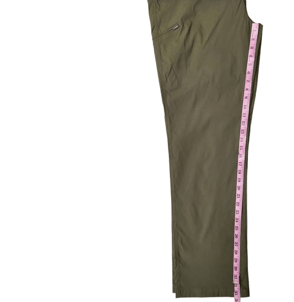 Orvis Mens Tech Pants Olive Green Nylon Water Repellent Zip Fly Size 38 x 34