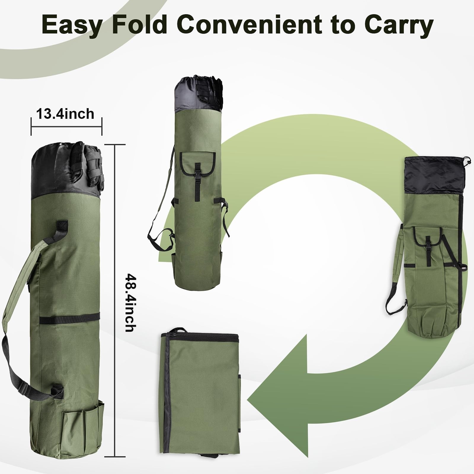ReeMoo Fishing Rod Bag Case 48.4 inches * 13.4 inches, Army Green