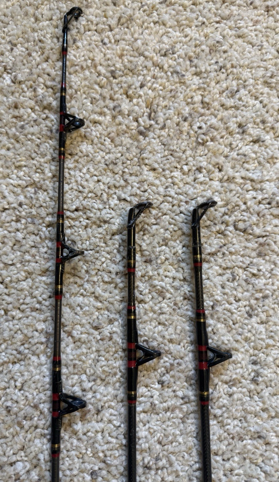 Lot of (3) Kunnan HOT RAIL Conventional Saltwater Fishing Rods, “NICE”… L@@K!!!