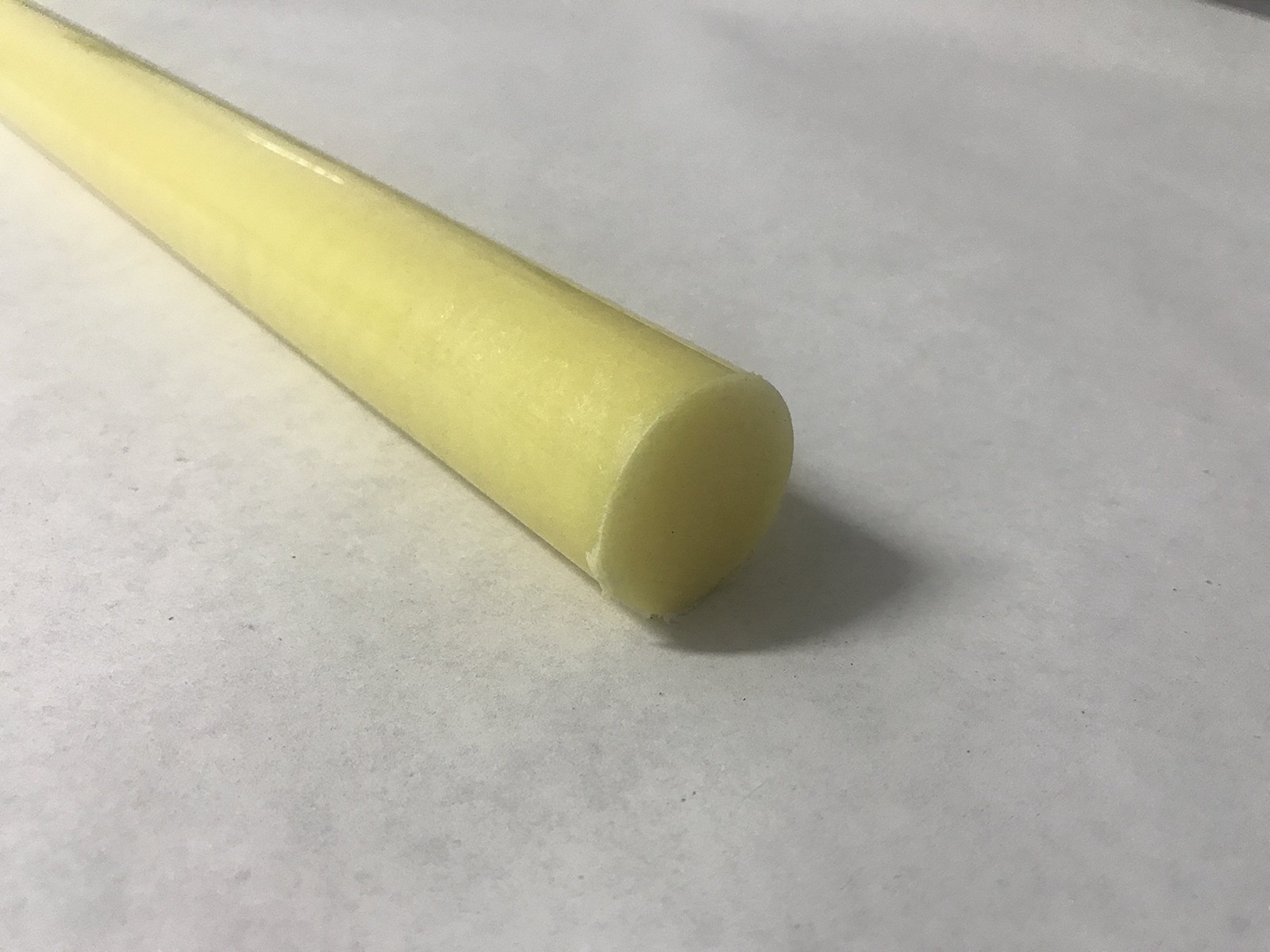 Nylon 6/6 Plastic Round Rod 1 Inch Diameter 12 Inch Length Yellow Material