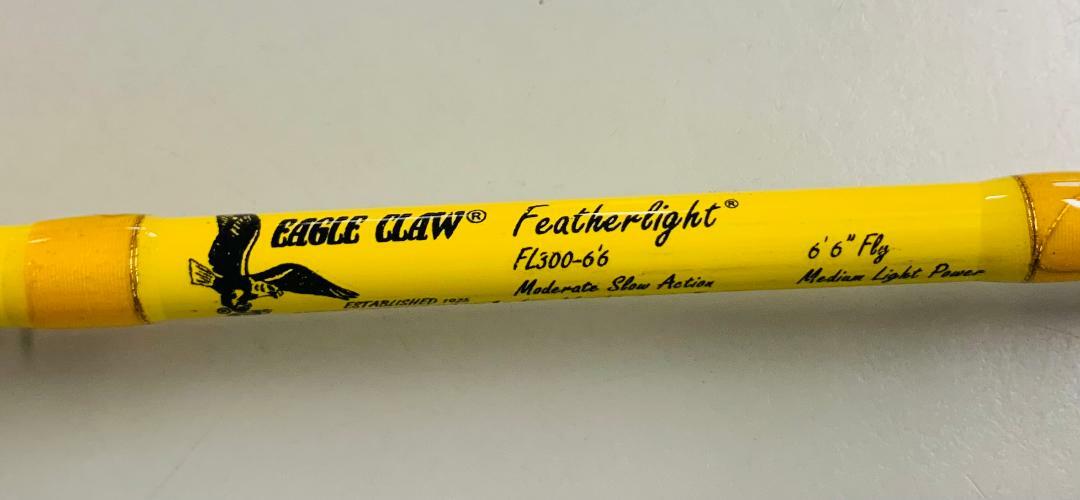 EAGLE CLAW Featherlight 3 Line Weight Fly Rod, 2 Piece (Yellow, 6′-6″) #FL300-66
