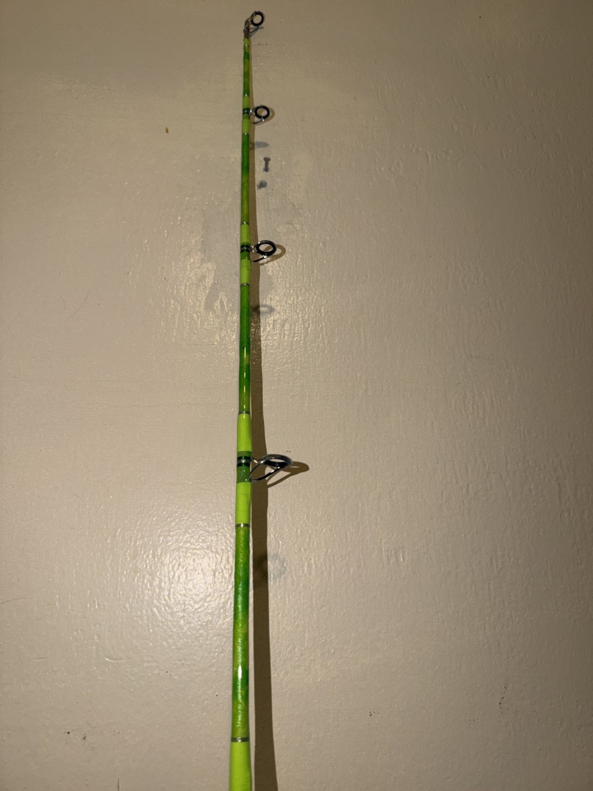 CUSTOM SPINNING ROD GREEN LIME SPARKLE MARBLE 20-40 LB 7′ NEW