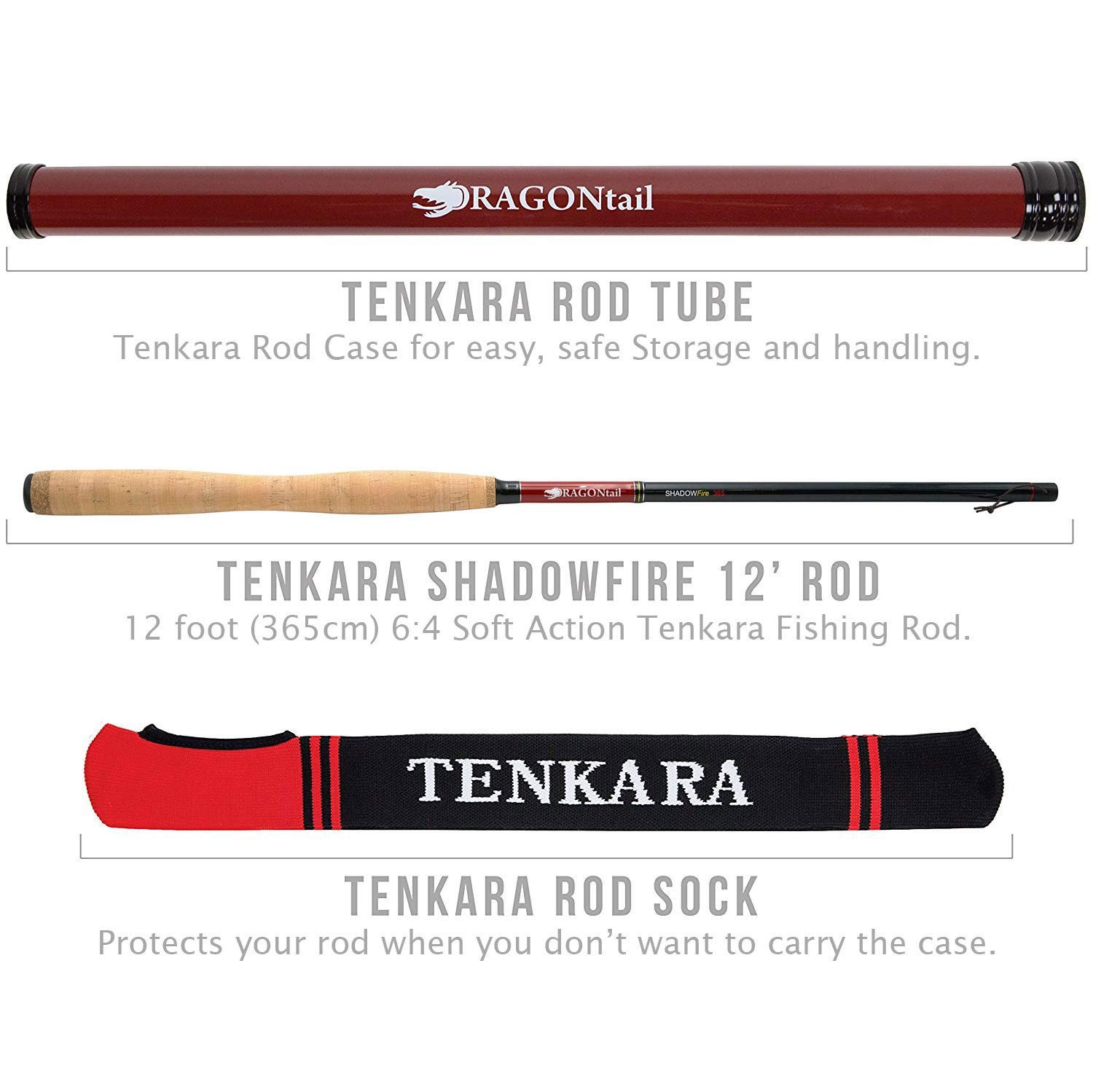 Dragontail Tenkara Dragontail Shadowfire 365 12 Tenkara Fly Fishing Rod
