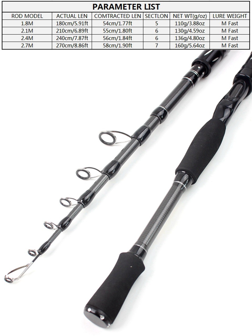 For Lure Fishing Carbon Fiber Fishing Rod Portable Fishing Rod Fishing Trip