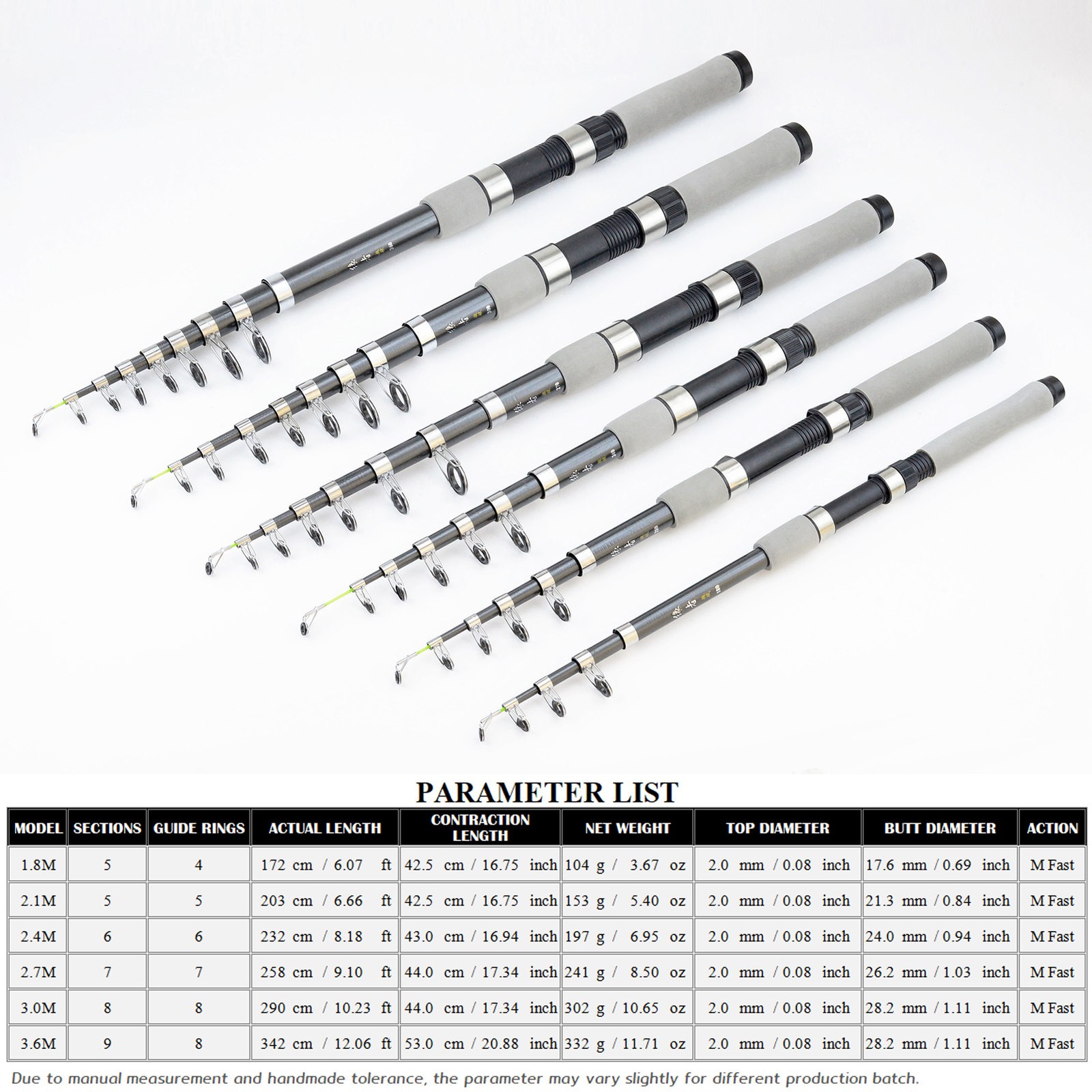 Telescopic Fishing Rod Fiberglass Spinning Rod Medium Fast Action Sensitivity