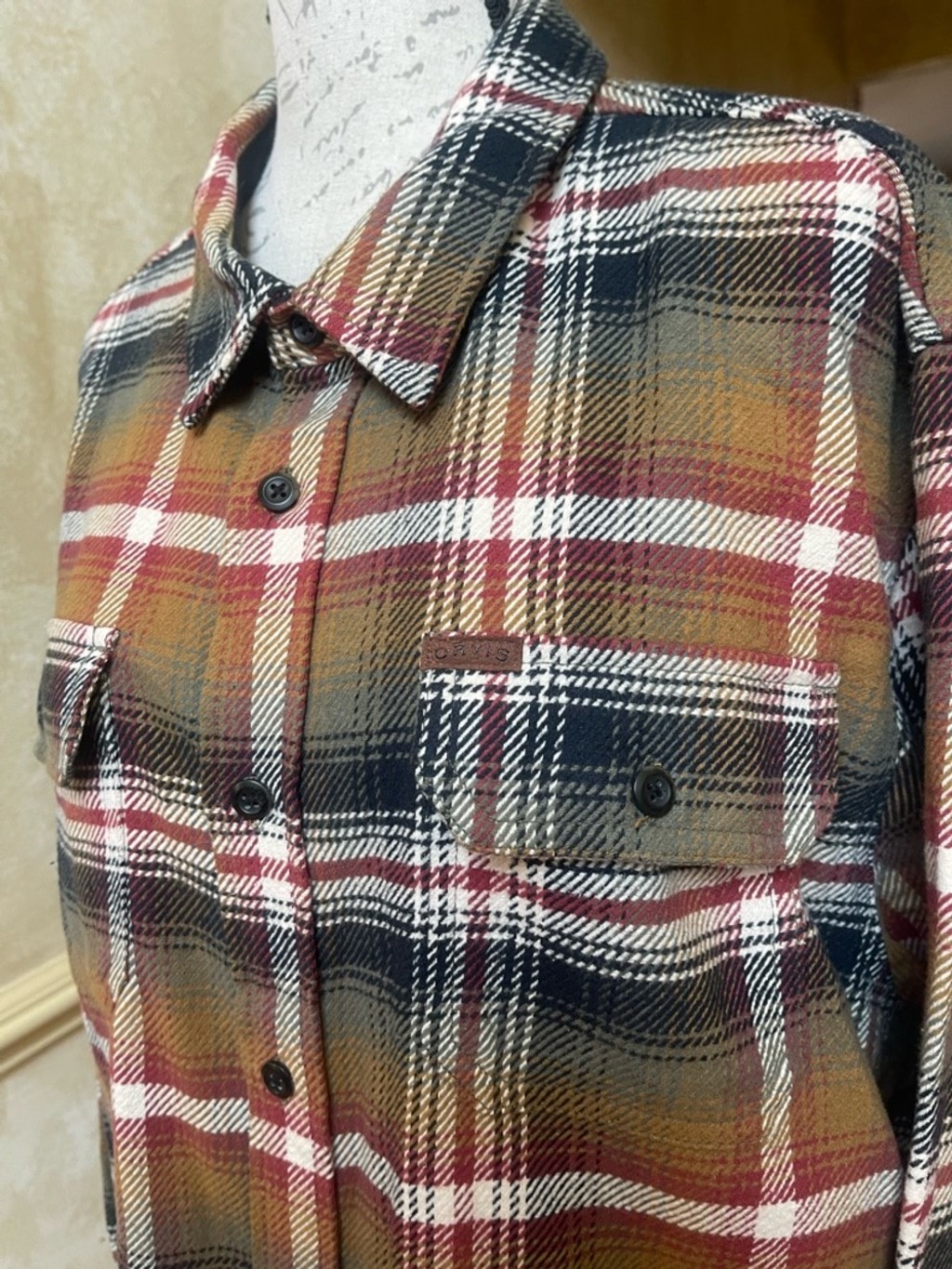 Orvis Heavyweight Plaid Flannel Shacket Side Pockets Lined Earth Tone Men’s XL