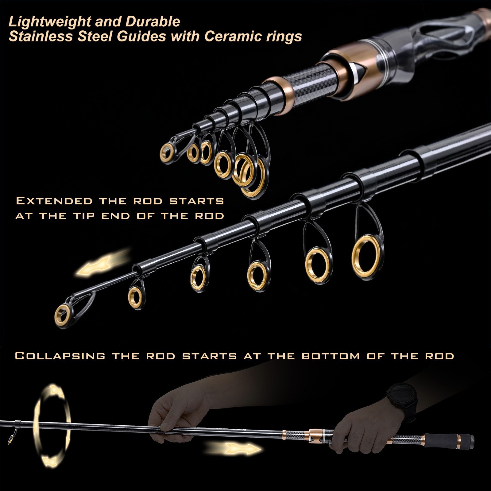 Carbon Fiber Rod Portable Fishing Rod Lightweight Design For Easy Transport