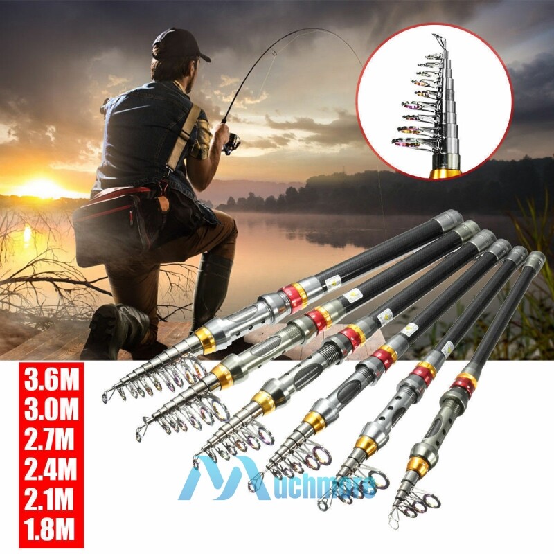 Telescopic Fishing Rod Pole Heavy Duty Carbon Fiber Sea Saltwater & Freshwater