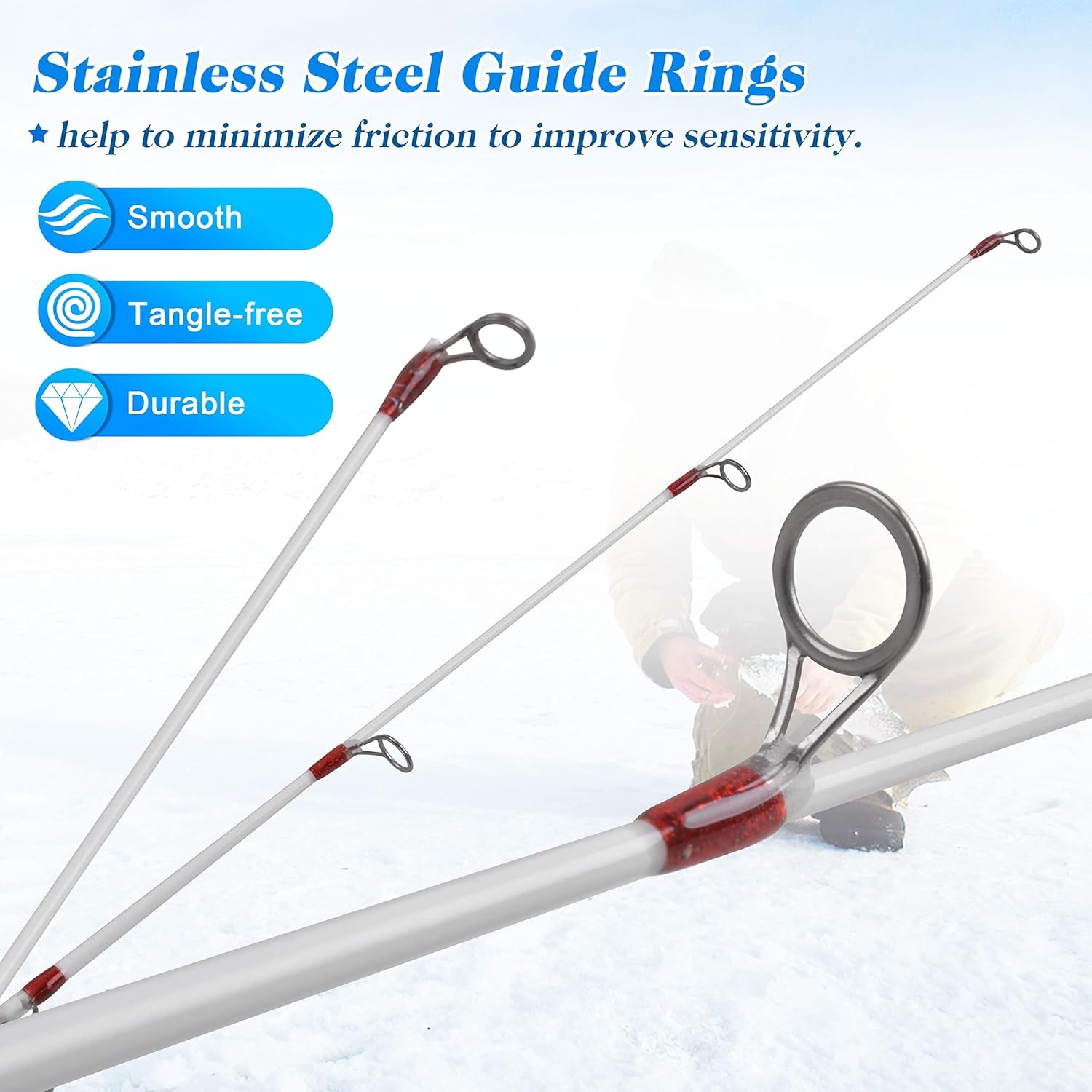 Ice Fishing Rod 23″ Ultralight Fast Action Spinning Rods Portable Ice Fishing