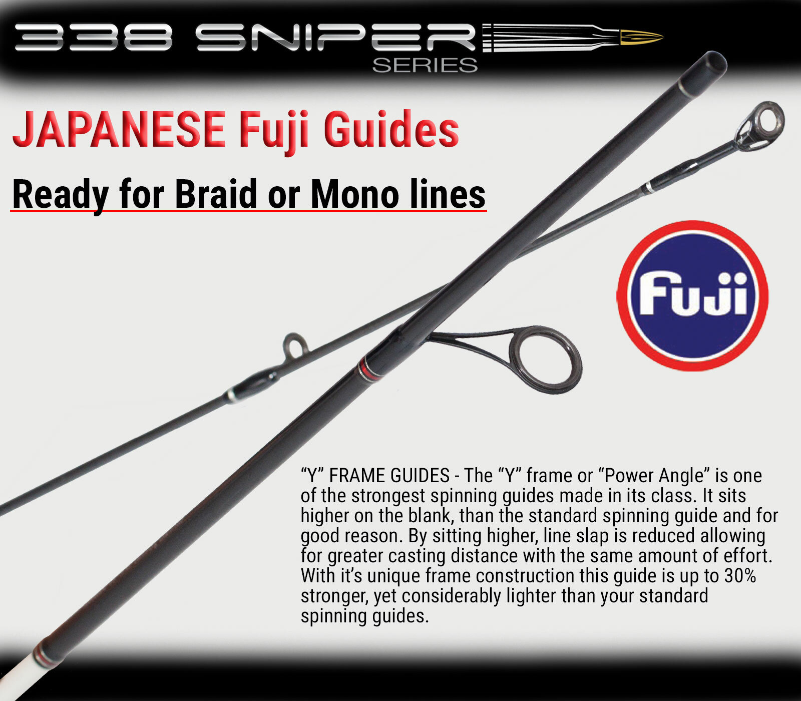SNIPER 6’6″ Spinning Fishing Rod JAPANESE Toray Graphite FUJI Guides & Reel seat
