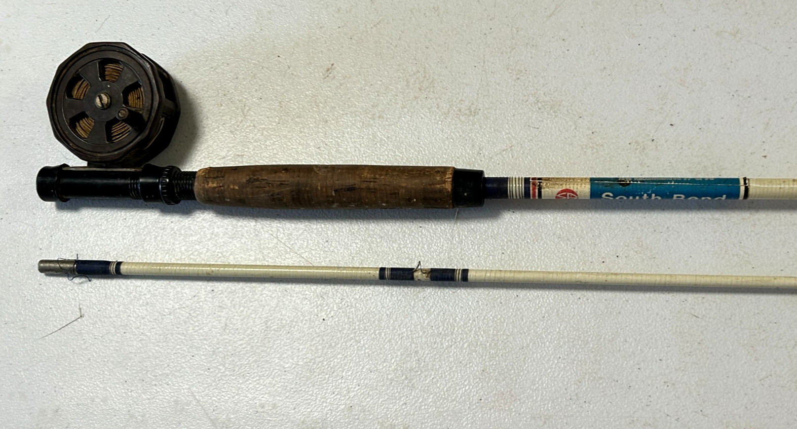 Vintage South Bend Fiberglass Fly Fishing Rod Vernley Trout Reel, 97″. 2 Piece