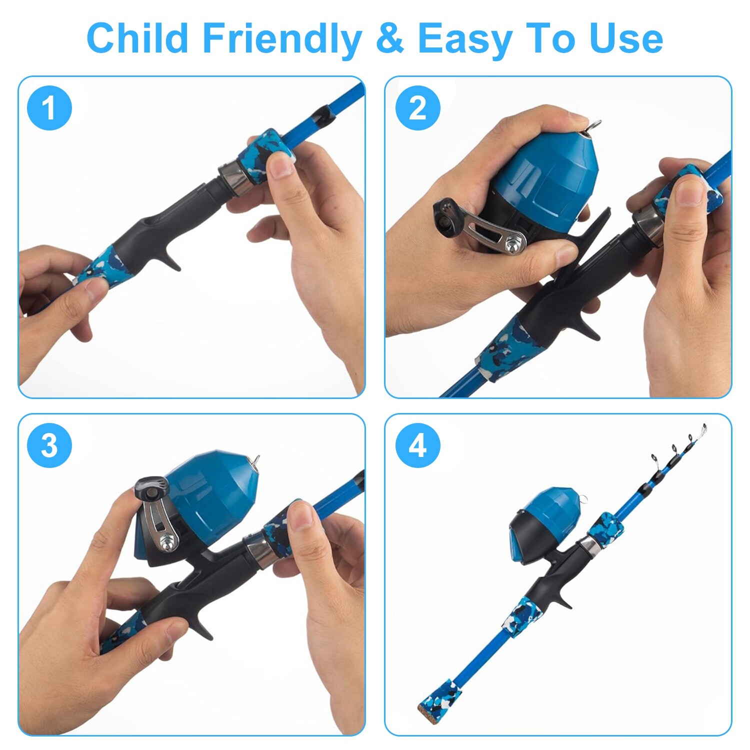 Kids Fishing Pole Telescopic Fishing Rod and Fishing Reel Combo with Tackle Box