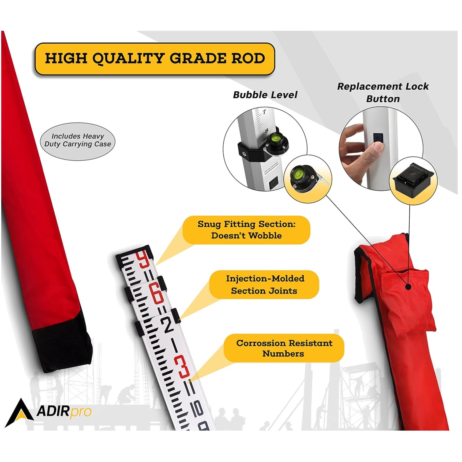 9ft Aluminum Telescoping Rod | Dual-Sided Leveling with Case