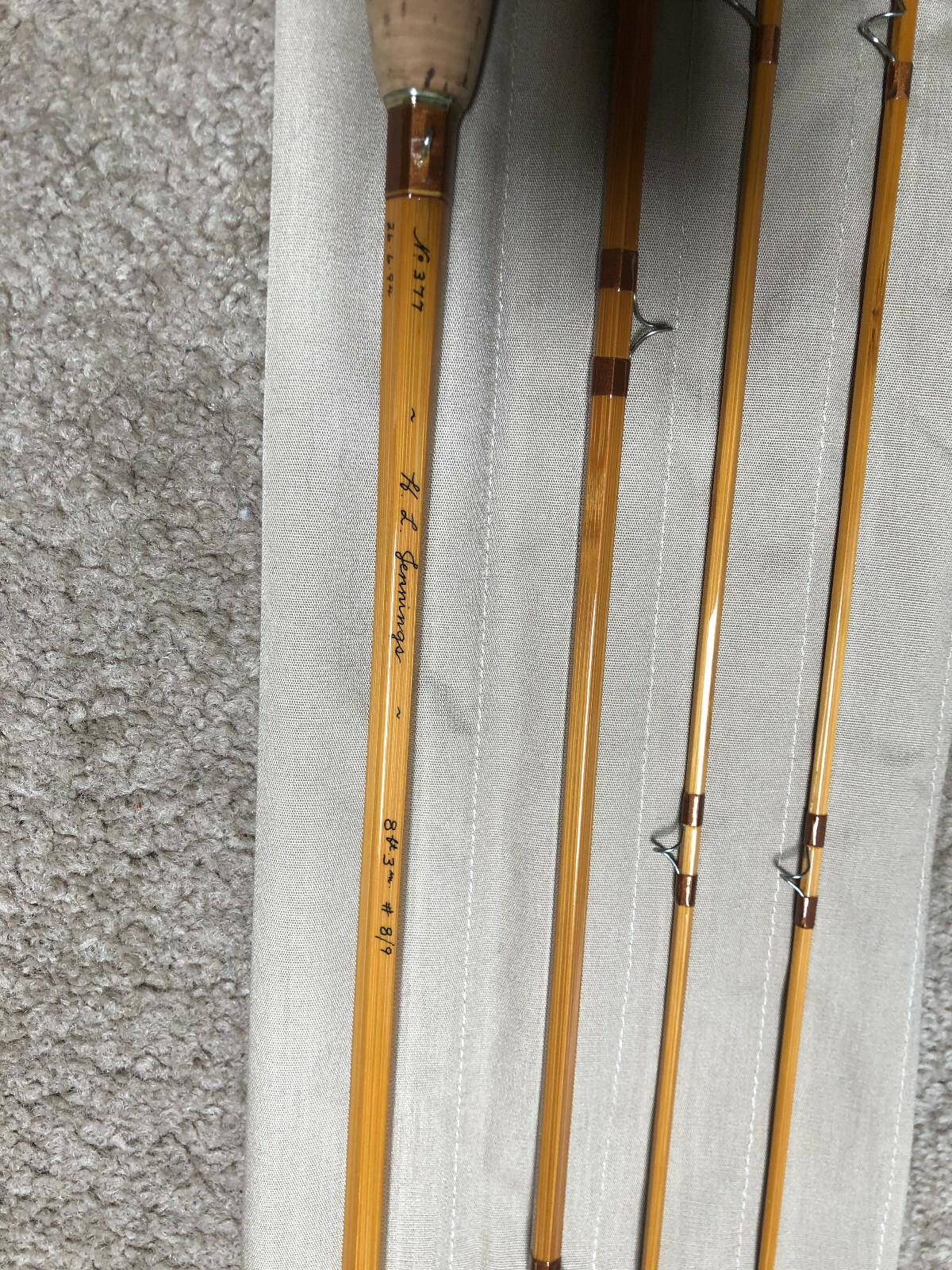 H.L. Jennings Bamboo Fly Rod 8’3″, 8 wt, 3pc, 2 tip