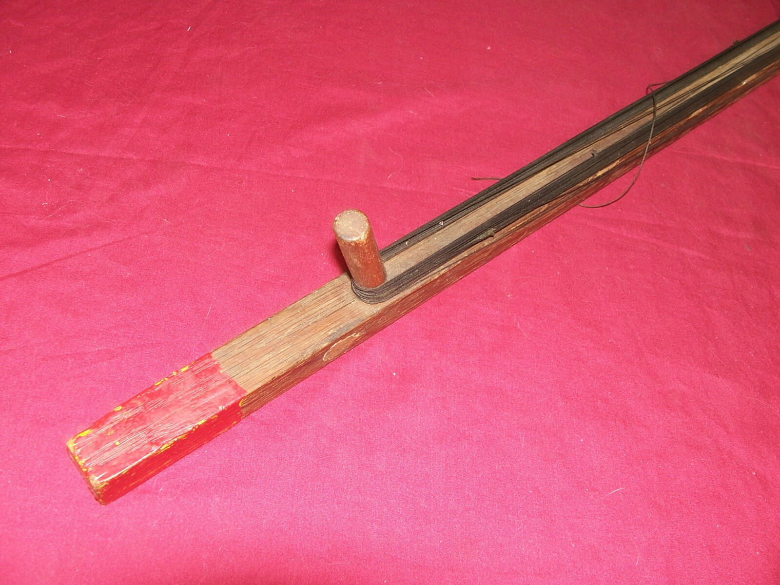 Old Antique Hand Home Made Custom Wood Wooden Ice Fishing Rig Pole Line Vintage