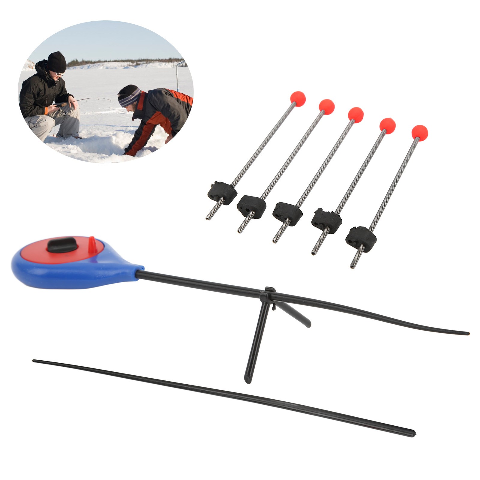 5pcs Ice Fishing Pole End Extension Section Rods Pole End Tip with Rod