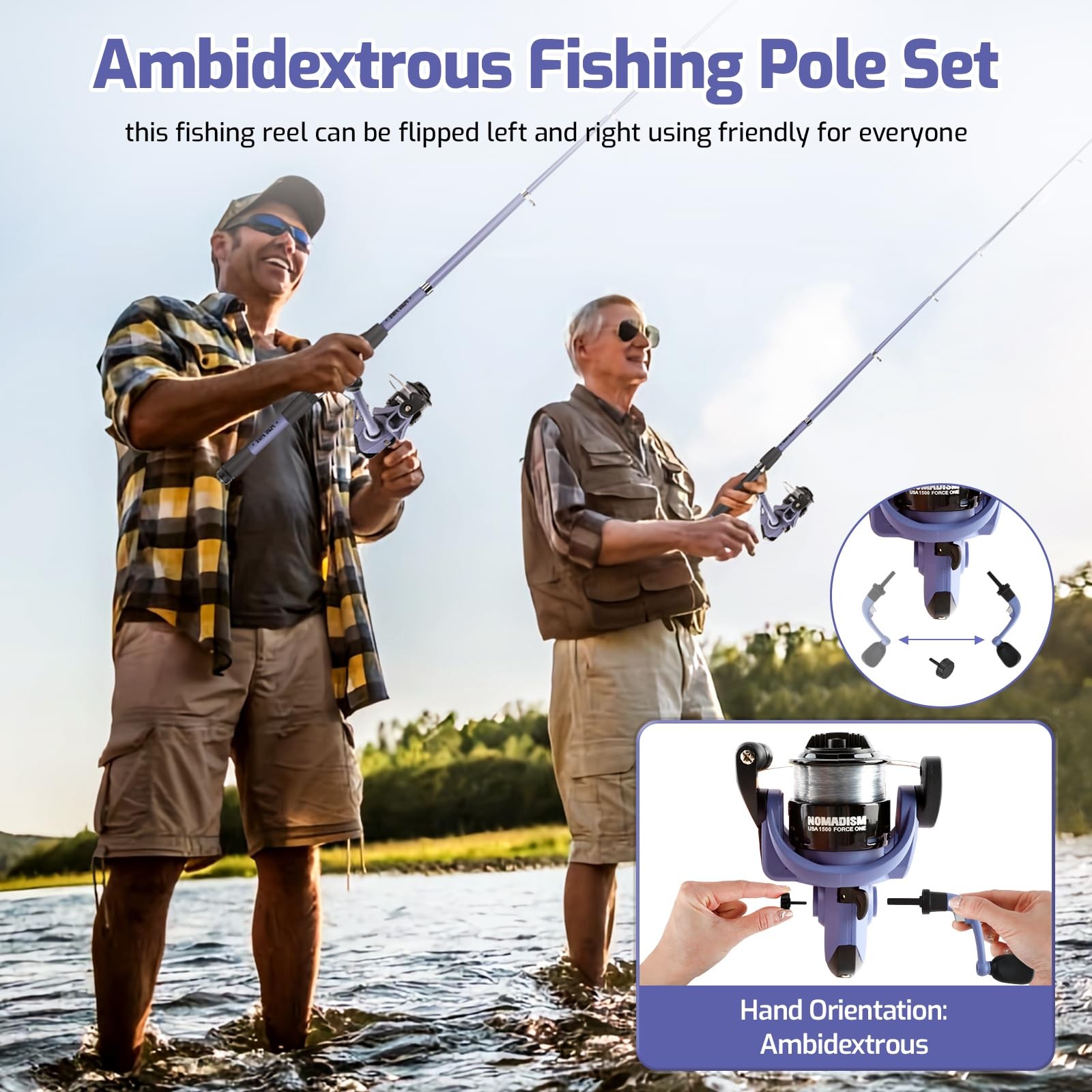 Milerong Kids Fishing Pole Set Portable Telescopic Fishing Rod And Reel Combo
