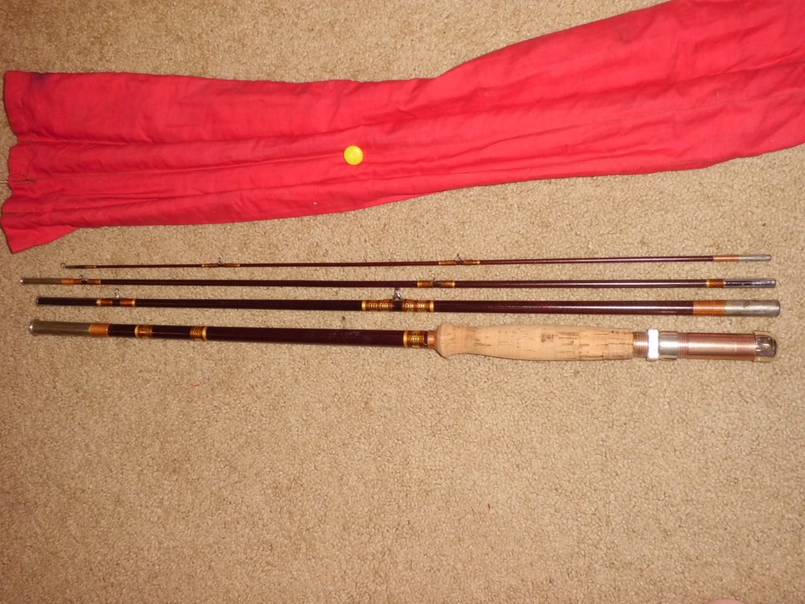 Vintage Fiberglass 4 pc Fly 8′ Rod – 7/8 fly wt