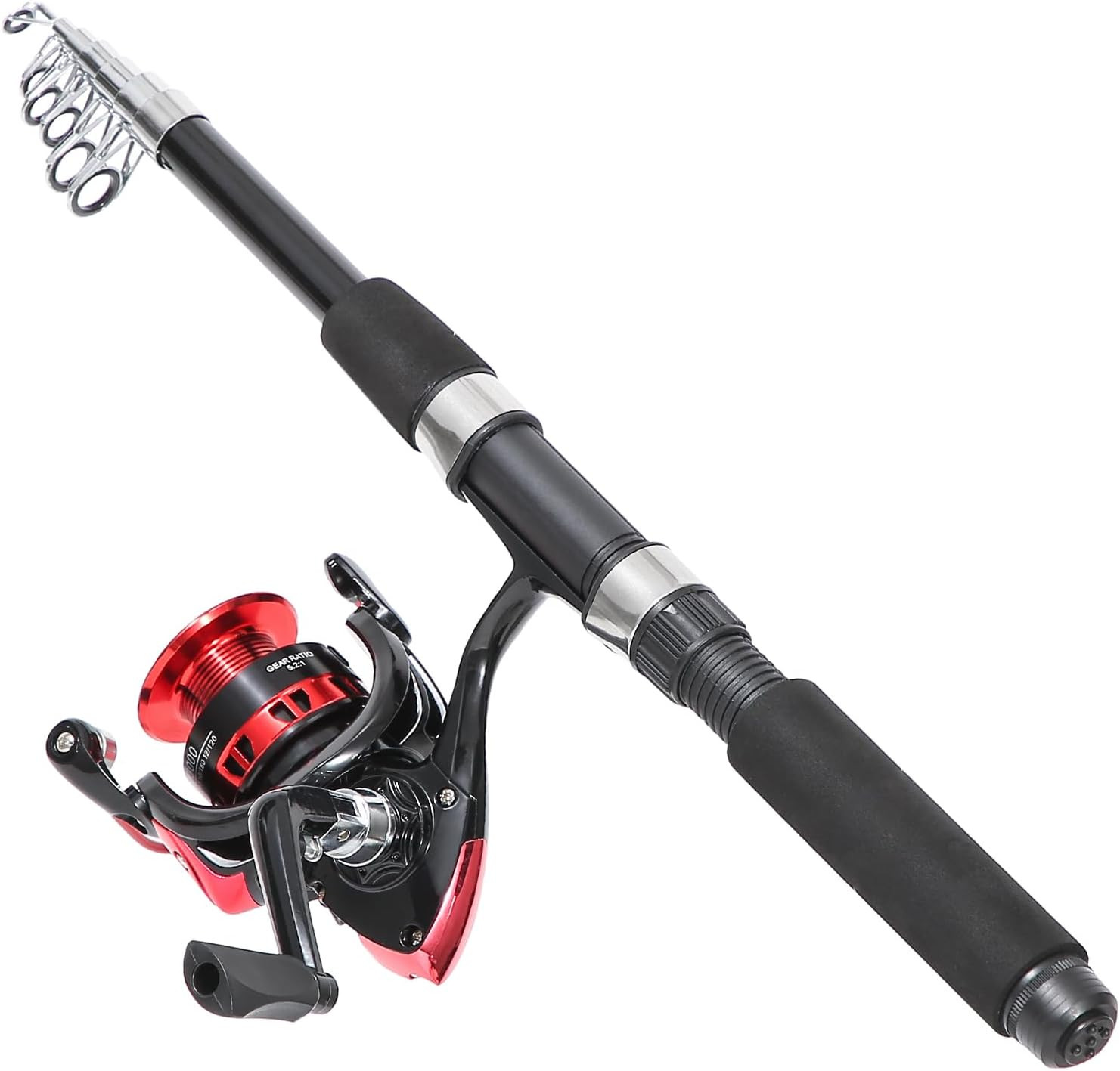 Fishing Rod, 6.9Ft 2Pcs Telescopic Fishing Pole Set, Spinning Rod and Reel Combo