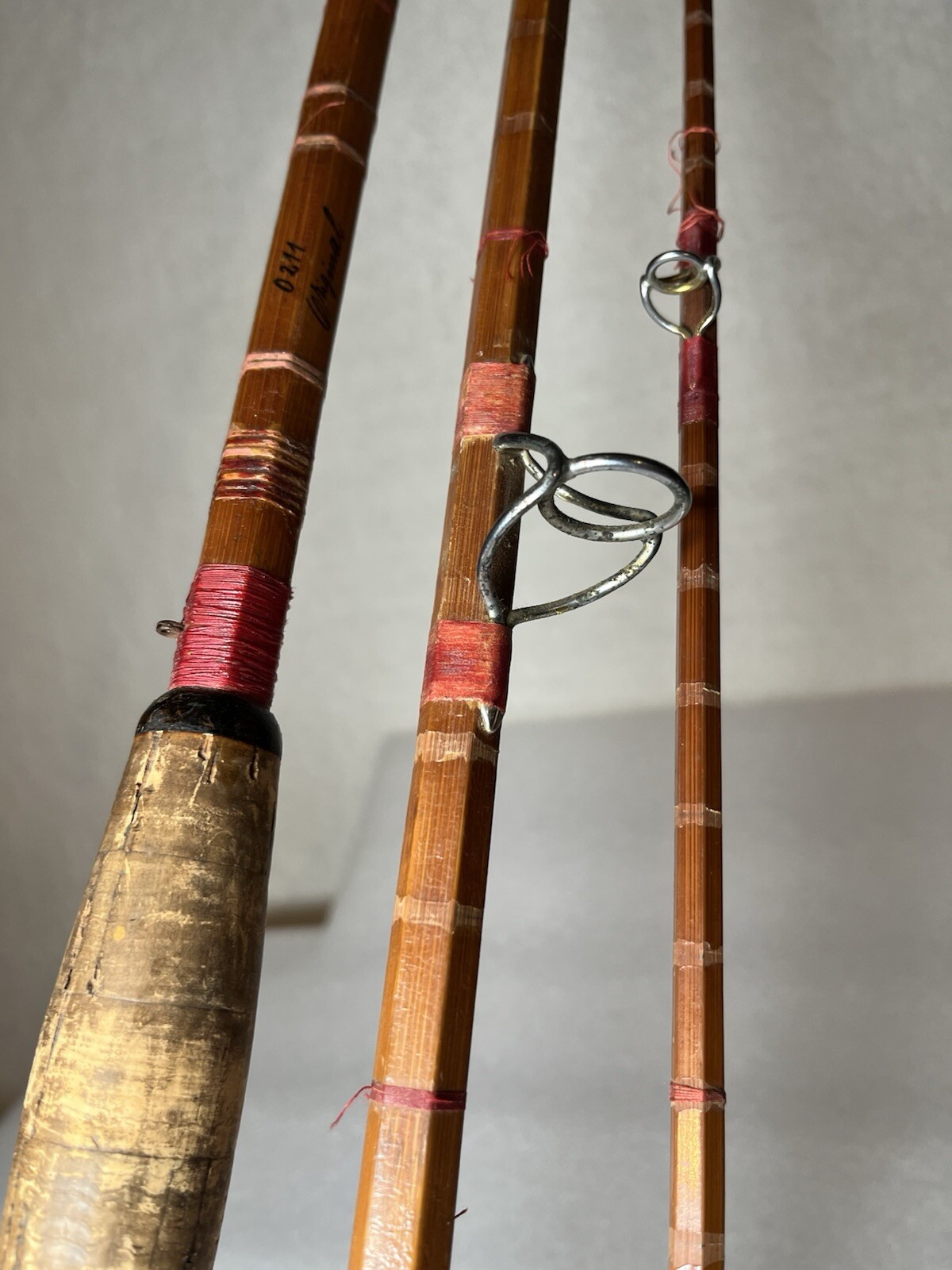 Vintage Noris Original 0211 Wood Fishing Pole 3 Sections 5’ Each Total 14’ 7”