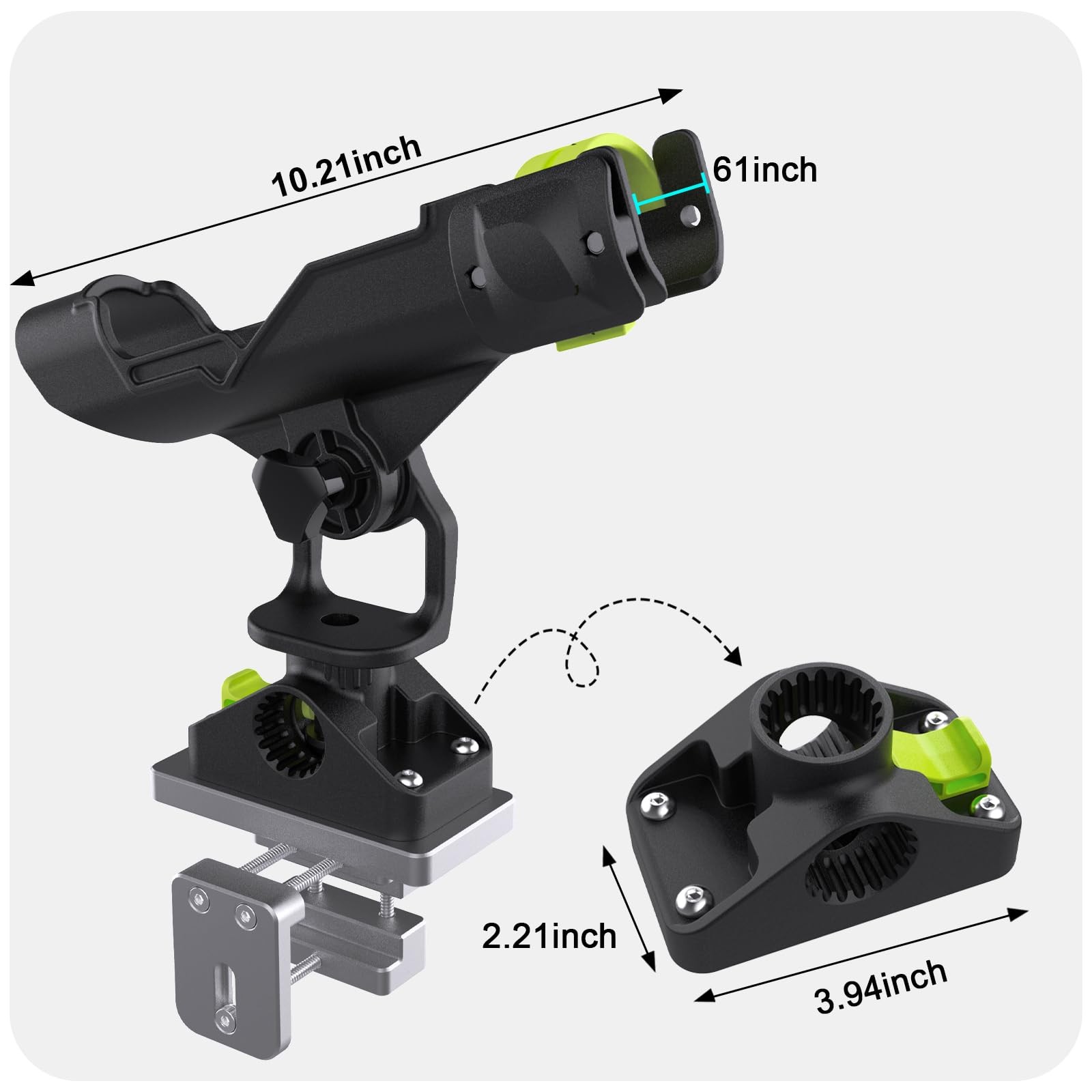 Boat Fishing Rod Holders w/ Square Rail & Track Mount – 360° Adjustable ABS