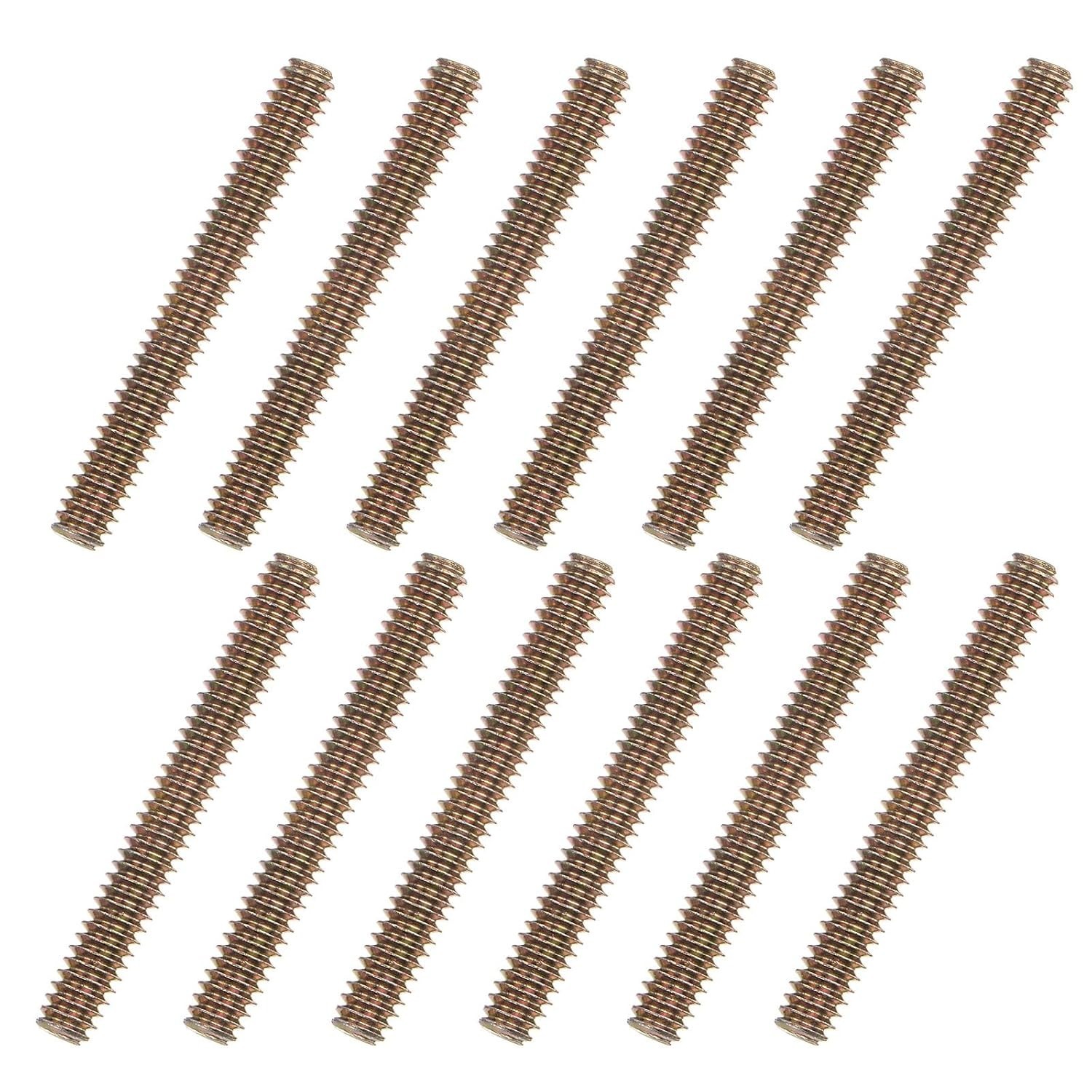 12pcs Zinc-Finished Carbon Steel Fully Threaded Rods 1/4″-20 x 2″ for DIY