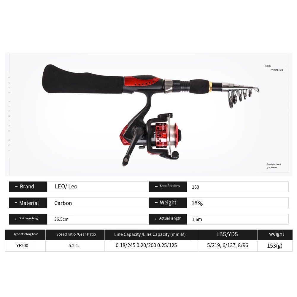 Outdoor Fishing Gear 1 6M Fishing Rod with Reel for Freshwater and Saltwater