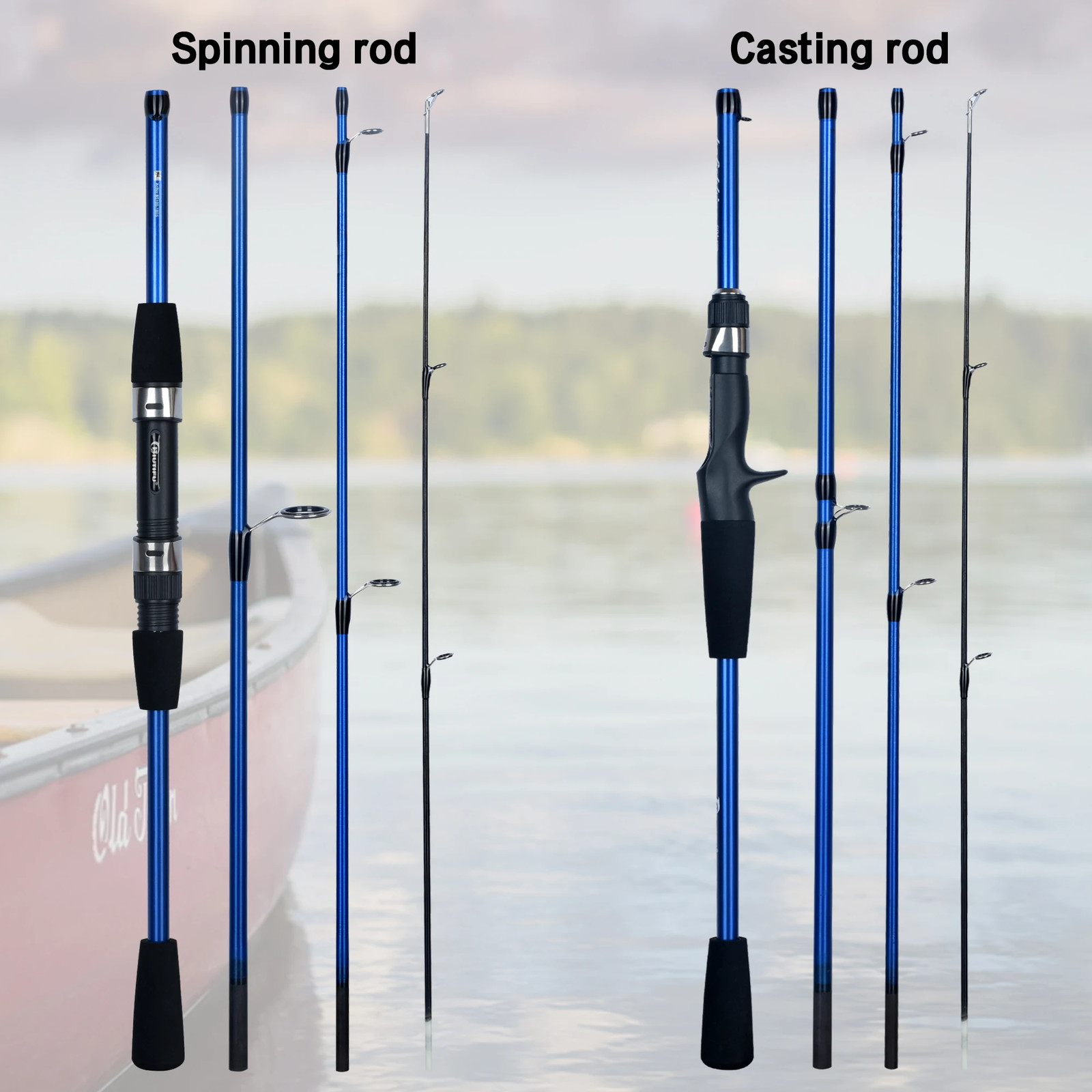 BIUTIFU Baitcasting Spinning Mini Fishing Rod 4/5 Section 1.8/2.1mTravel Carbon