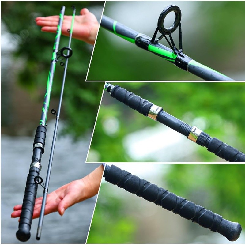 Durable Carbon Glass Spinning Rod Fishing Pole Stainless Steel Guides EVA Grip