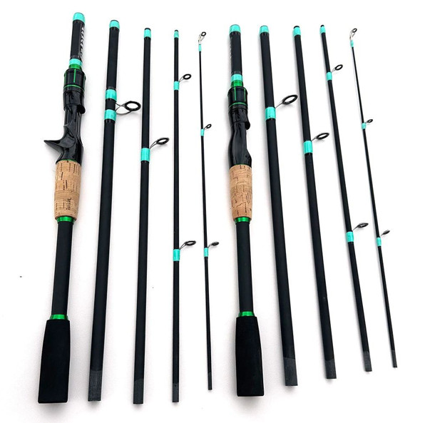 4 Section Fiberglass Spinner Baitcasting Fishing Rod Tone Pole Fishing Tackle