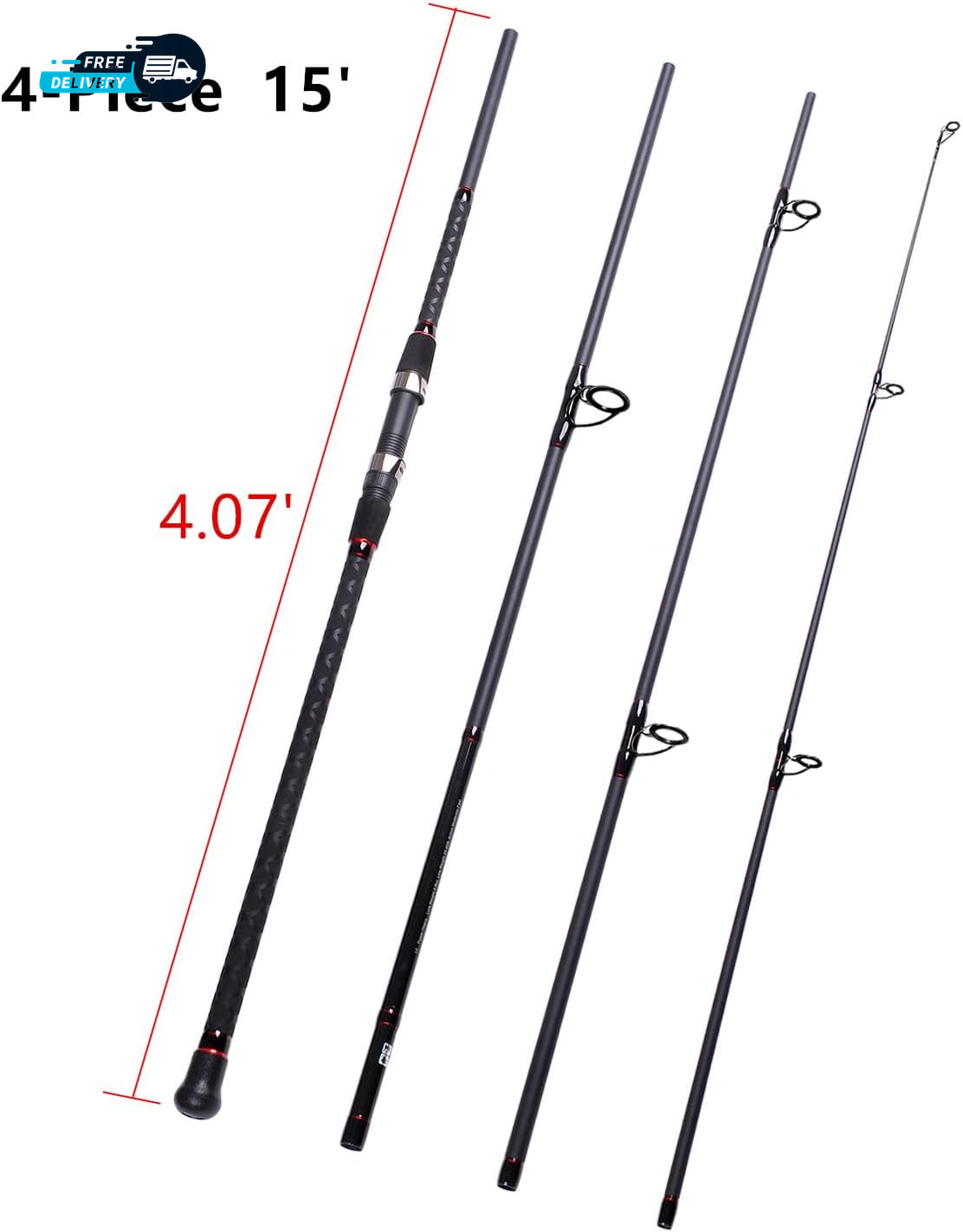 Surf Spinning Fishing Rod 2-Piece/4-Piece Graphite Travel Fishing Rod