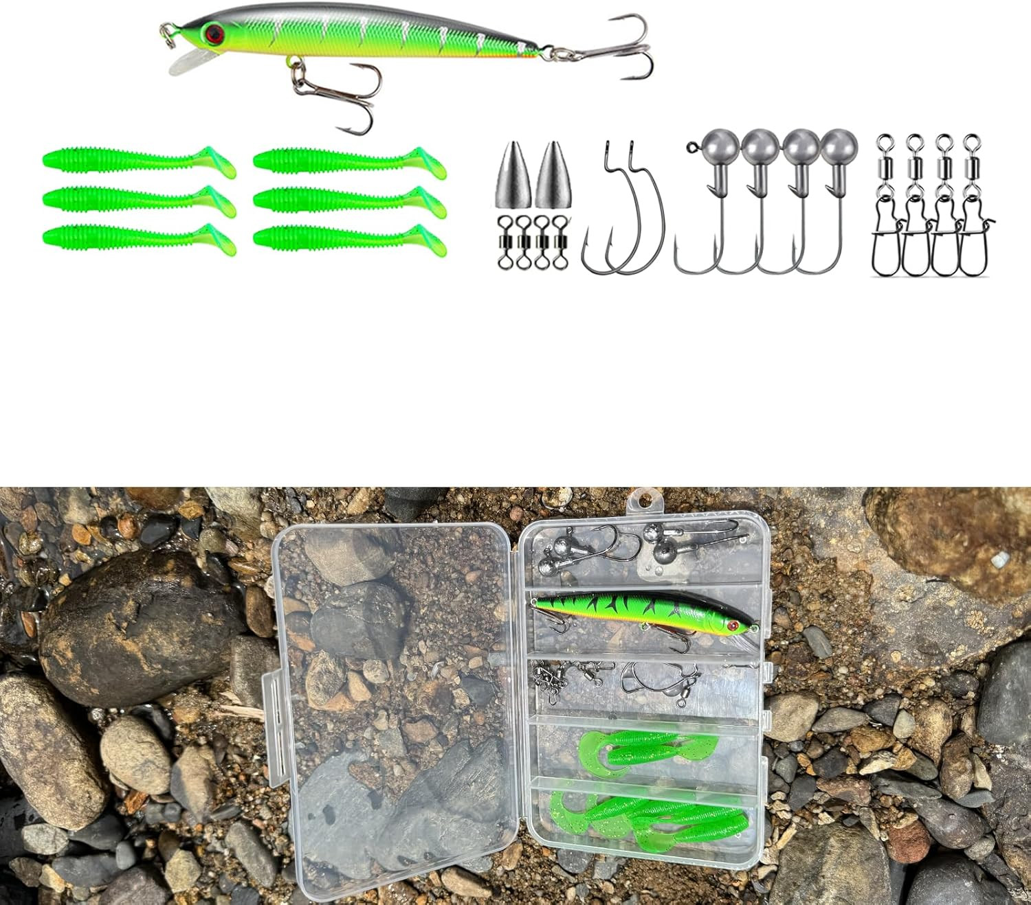 Fishing Pole Combo, 6.9Ft 2Pcs Telescopic Rods Set, Collapsible Carbon Fiber Fis
