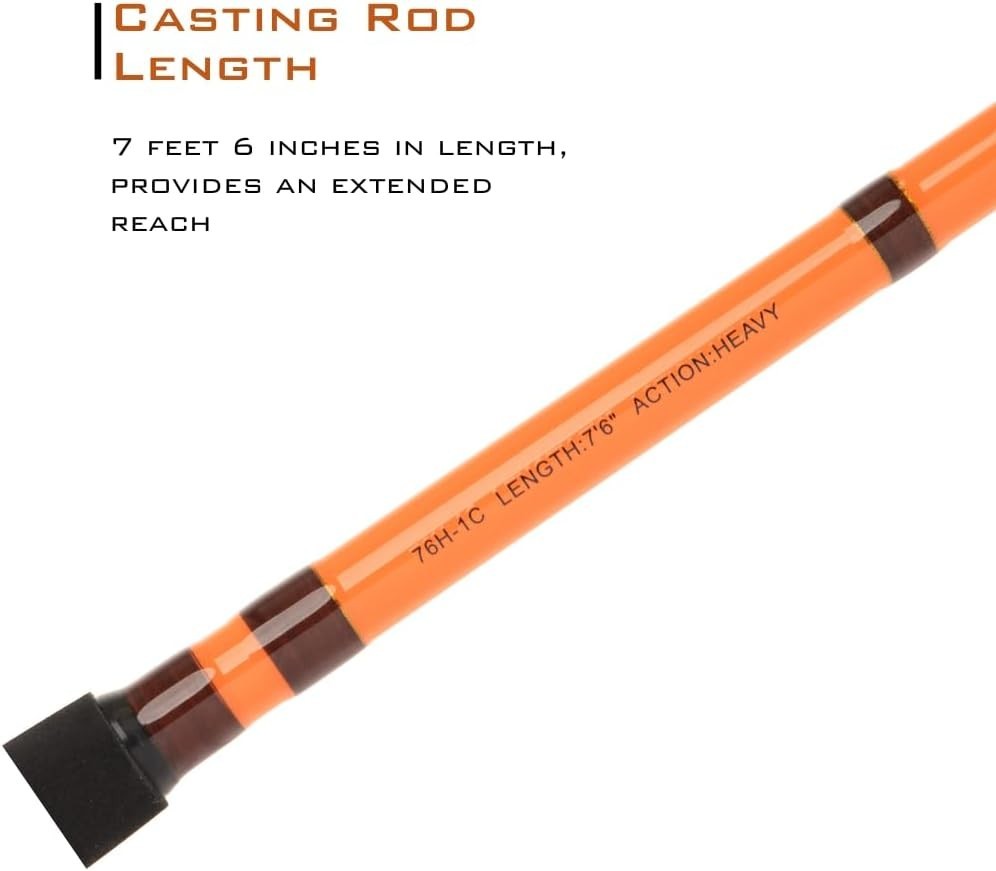 Heavy-Duty 7’6″ S-Glass Casting Rod – Ideal for Nocturnal Catfishing Adventures