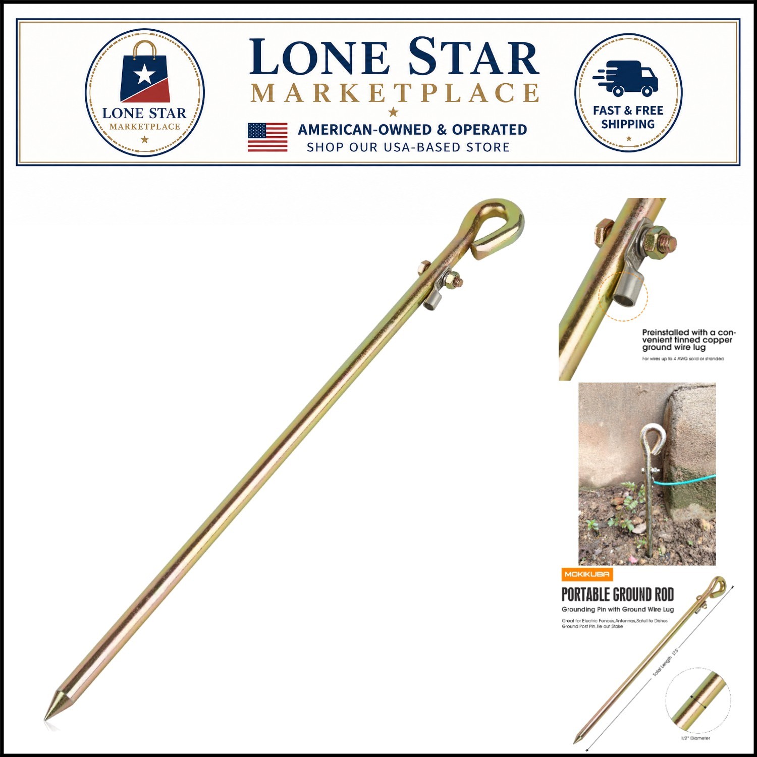 Versatile Grounding Rod – 17.5 inch Steel Pin for Antennas & Outdoor Projects
