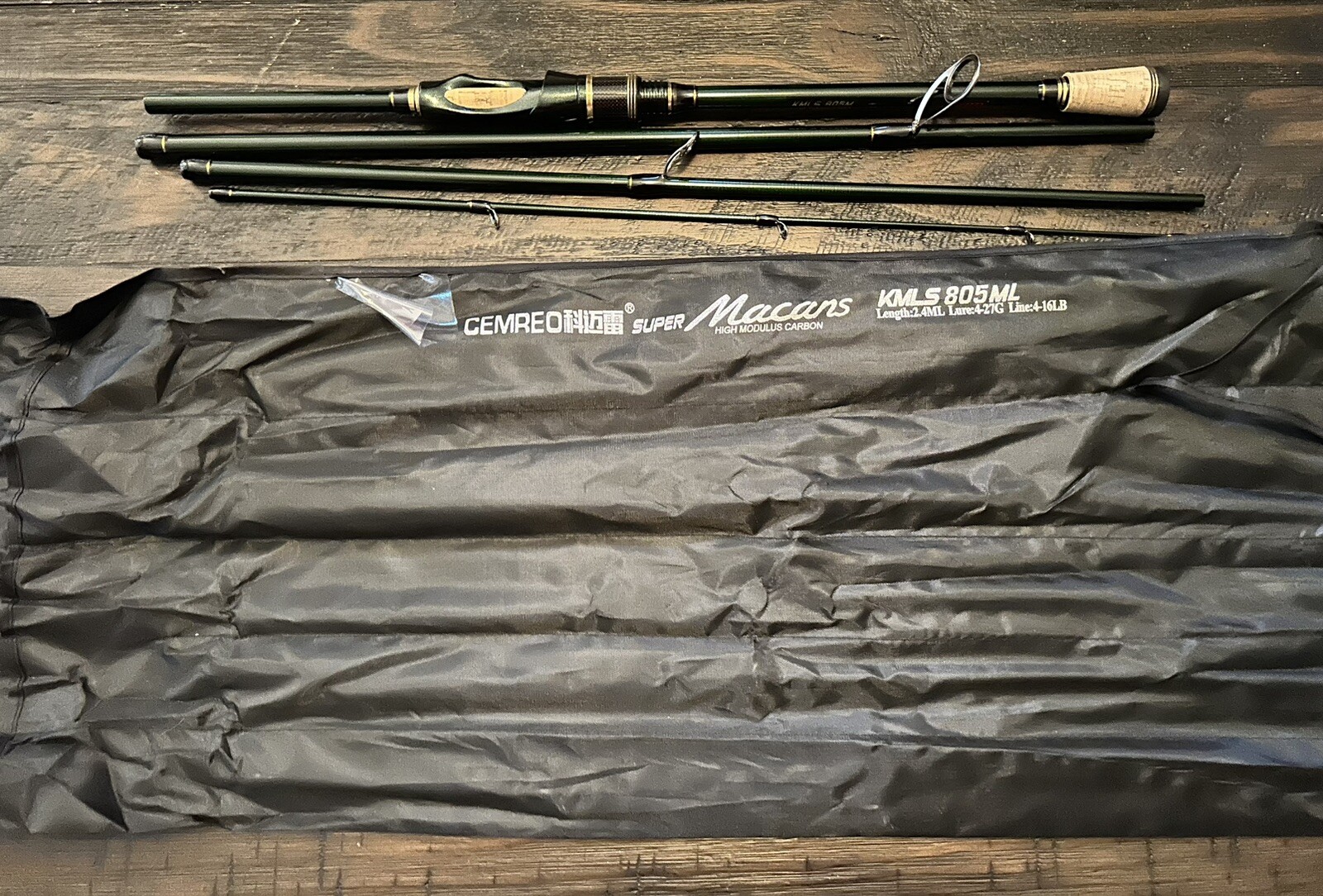 Macans Carbon Fiber Spinning Casting Fishing Rod Portable Green Fishing Pole 8ft