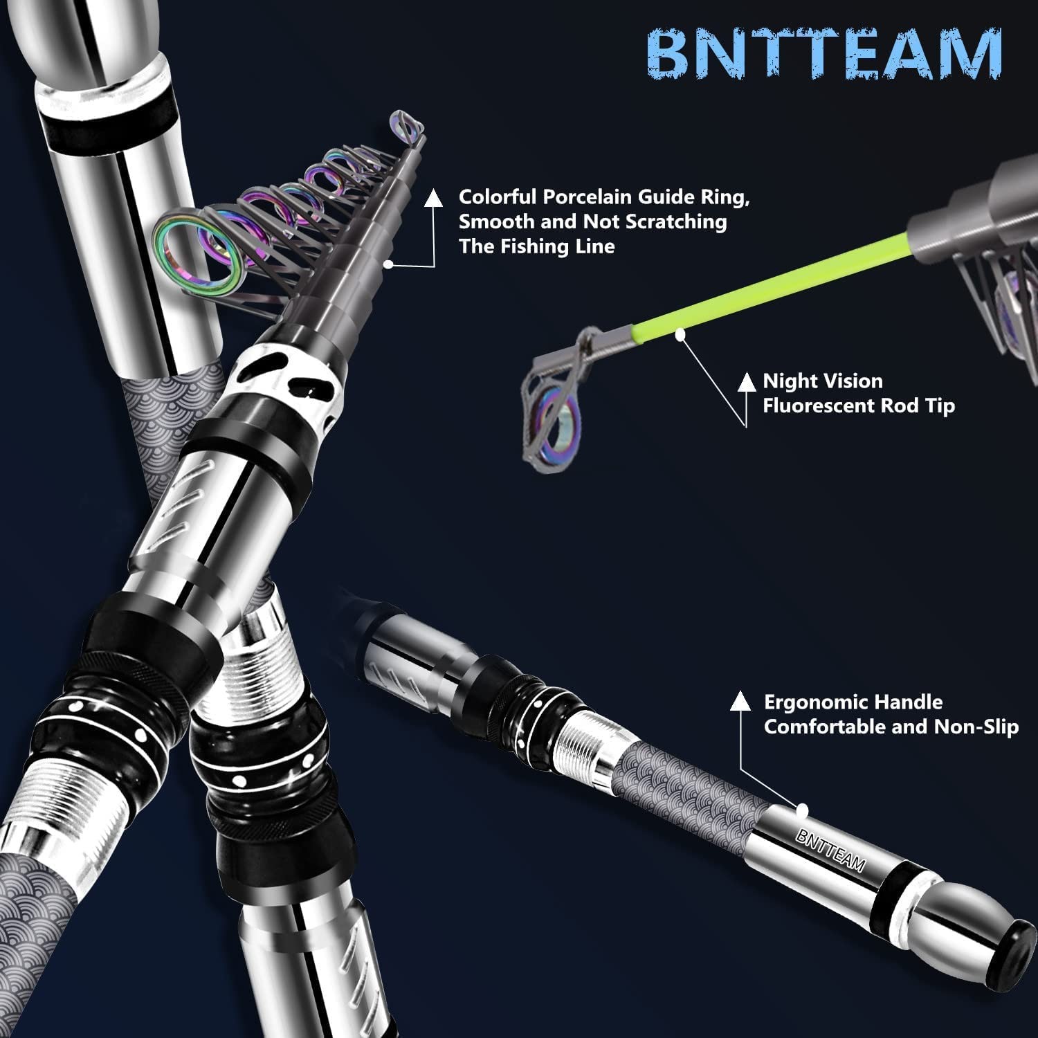 Bntteam Portable Fishing Spinning Rod And Reel Combo Set Carbon Fiber