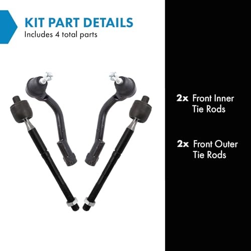 Front Inner and Outer Tie Rod Set 4 Piece Compatible with 2016-2019 PSA71198