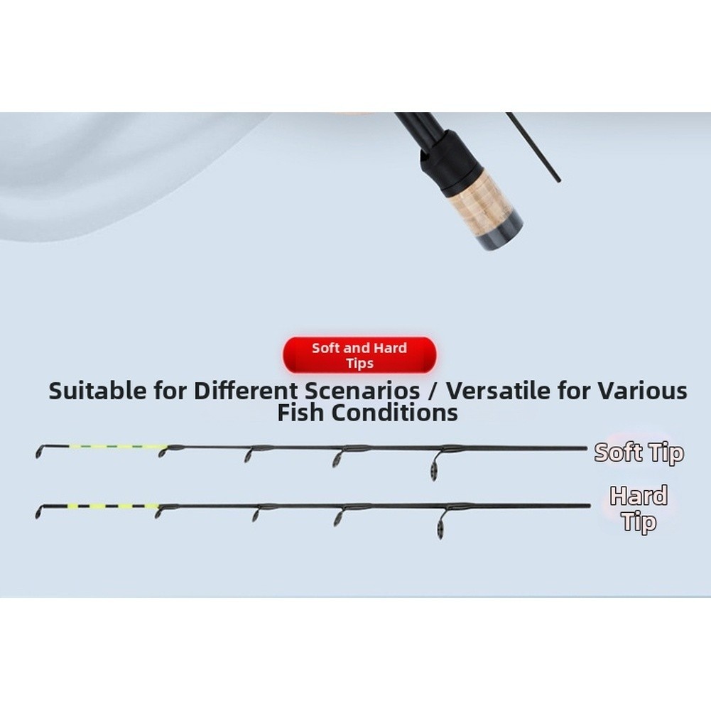 Compact Telescopic 60CM Ice Fishing Rod Carbon Fiber with Dual Tip Shrimp Pole