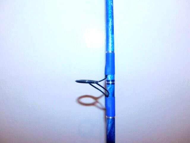 CUSTOM SPINNING ROD 7 FT 25-50 LB SEA BLUES AND PEARL MARBLE NEW