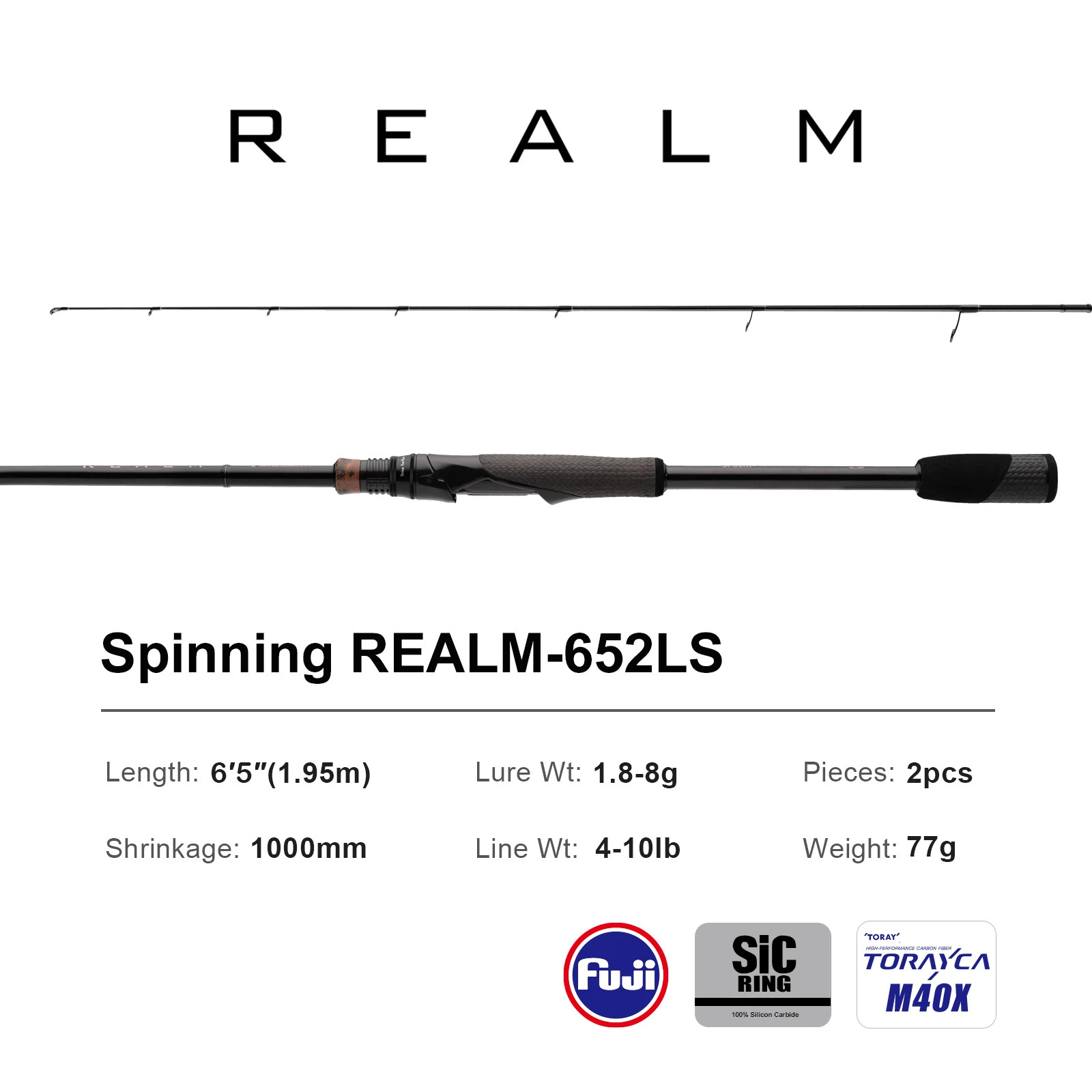 PURELURE REALM Bass Rod M40X Toray Carbon EX F/F Action Fuji SIC Pike