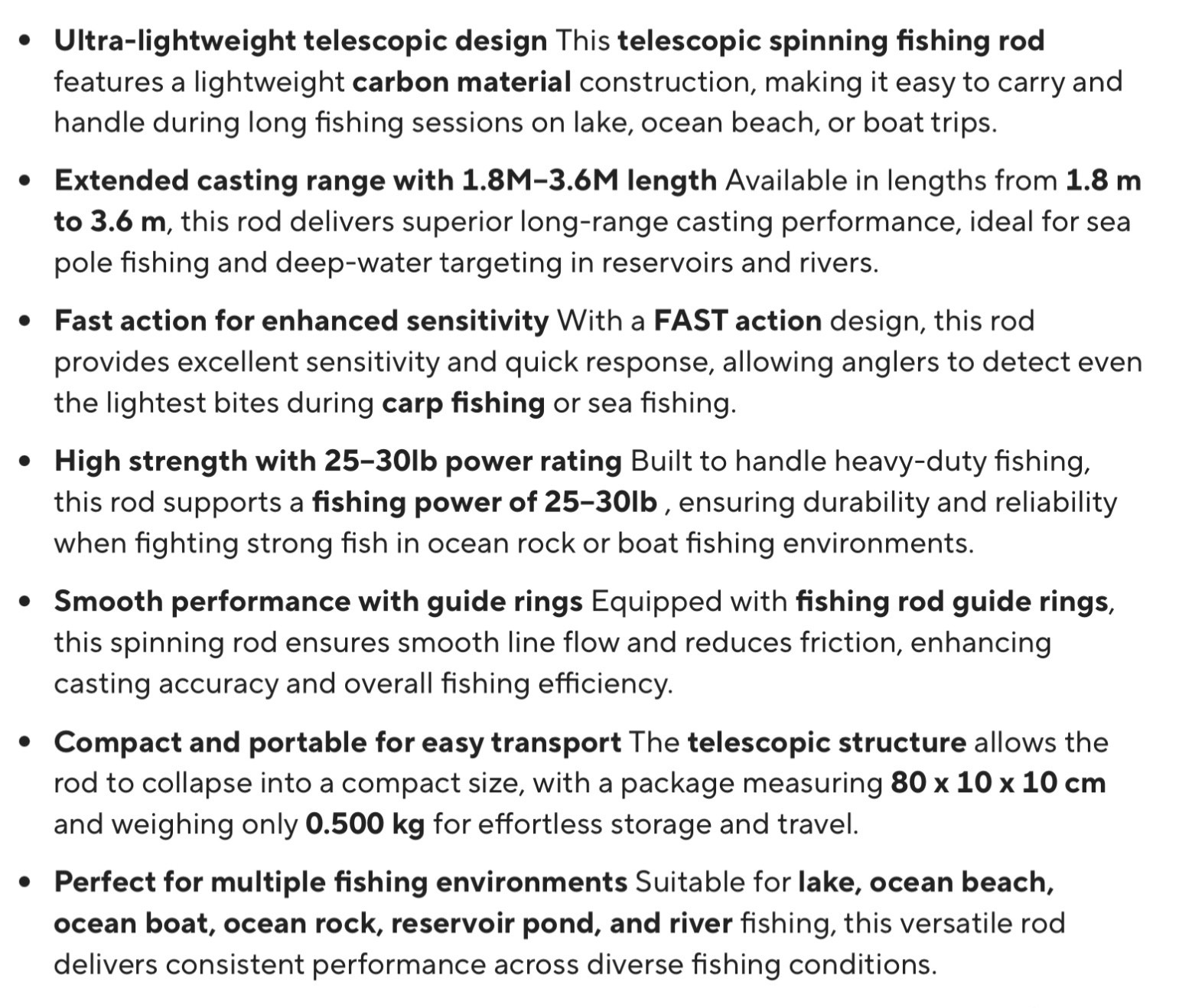 Telescopic Fishing Rod Sea Saltwater Freshwater Rods Extra Strong – Various