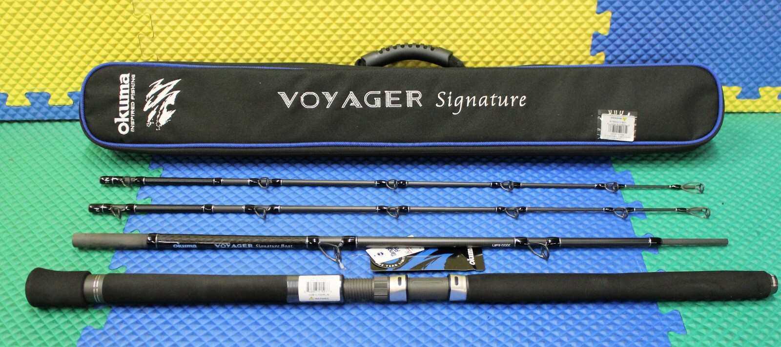 Okuma Voyager Signature Boat Rod 7′ 0″ 3-Pc W/Soft Case 2 Rod Tips VSB-C-703ML-M