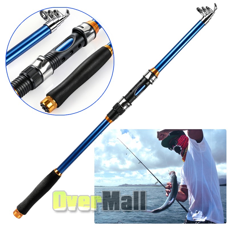 2.1M Fishing Rod Ultralight Carbon Fiber Telescopic Portable Sea Spinning Pole