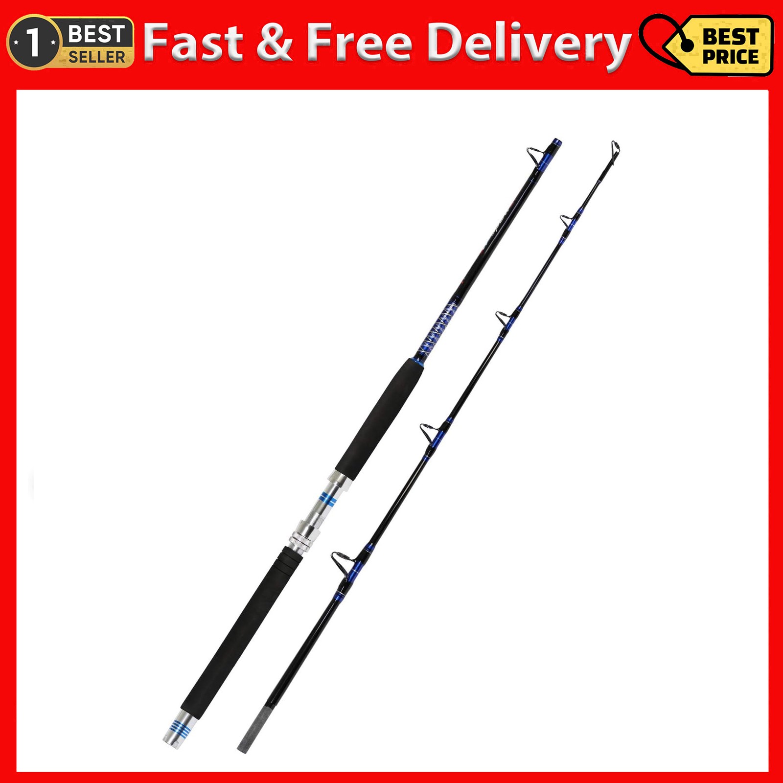 Versatile Saltwater Trolling Rod – 8ft Length, 1/2-Piece Design for Big Game
