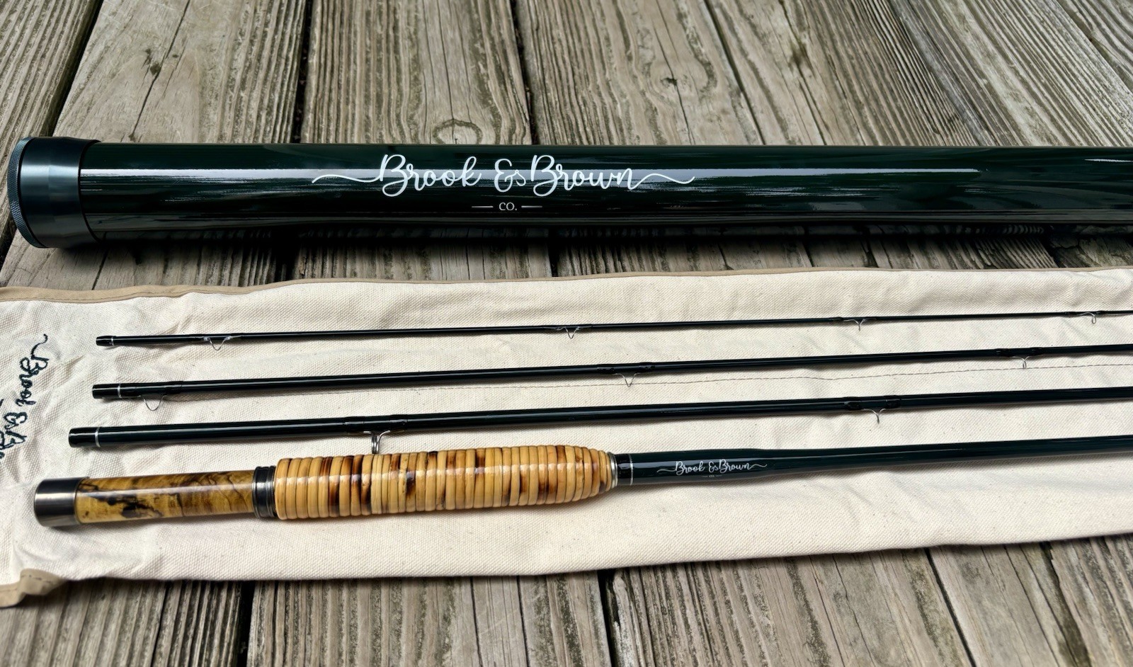 7ft 6 Inch 4 Wt Fiberglass Fly Rod – Flamed Rattan Grip, Recoil Titanium Guides