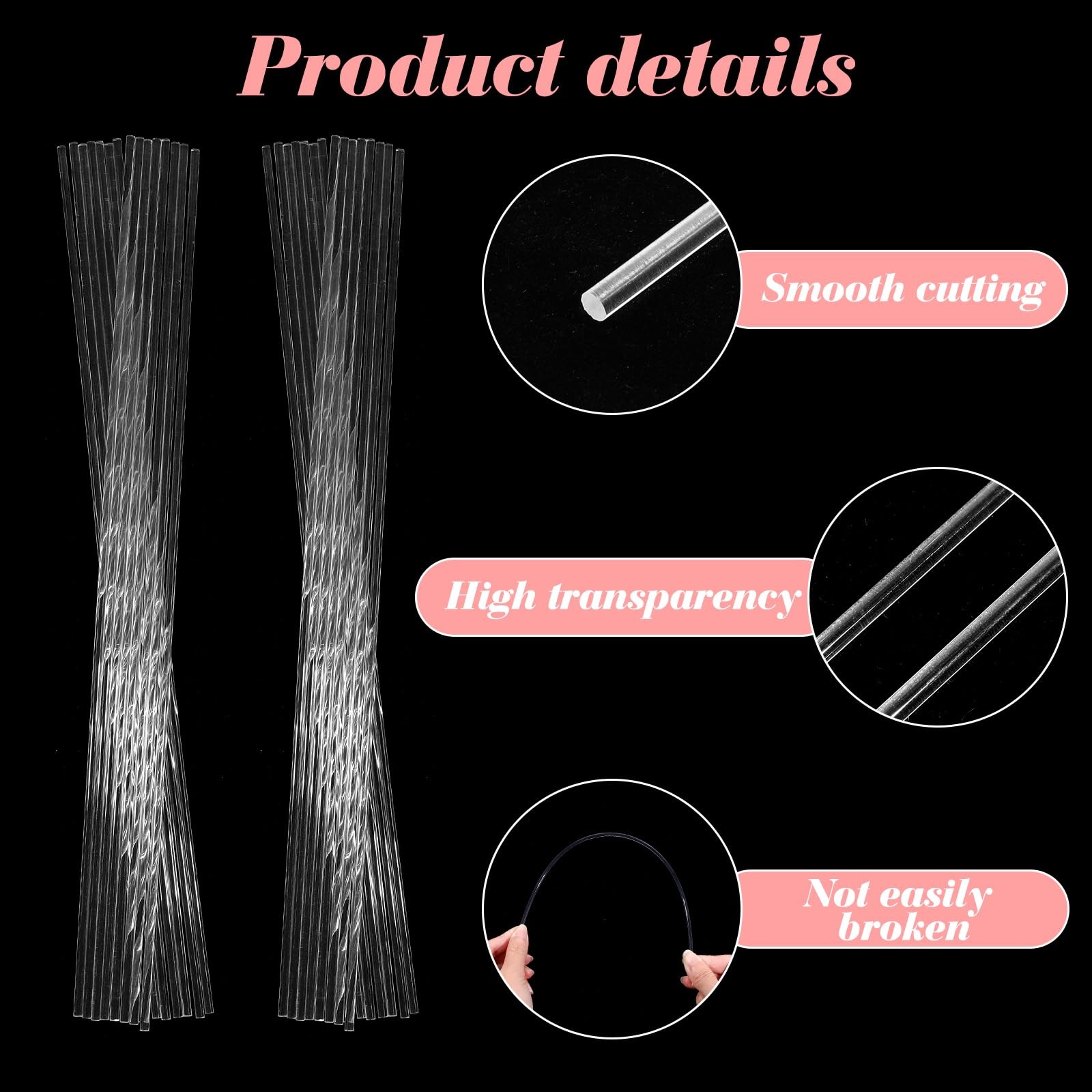 120 PCS 8 Inch Acrylic Dowel Rods Cake Topper Sticks 2mm Dia Round Plastic